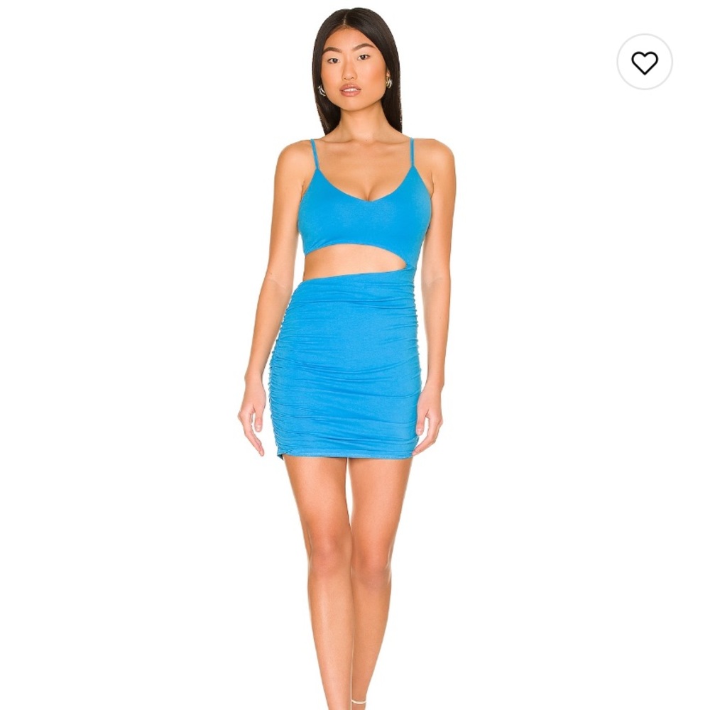REVOLVE superdown aqua bright blue cutout mini dress tank straps ruching